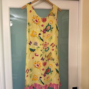 Vintage Reversible Yellow Floral w/Pink(Asian Print on reverse side)Dress
